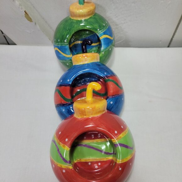 Set of 3 - Tea-light candle holder - ceramic - Hand Painted - Marianne Richmonds - Picture 2 of 16